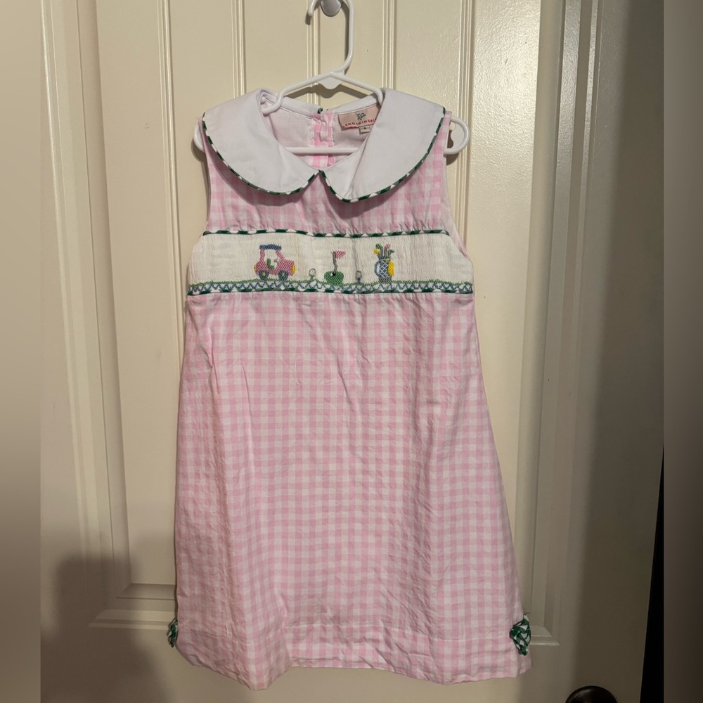 Smocked gingham golf dress